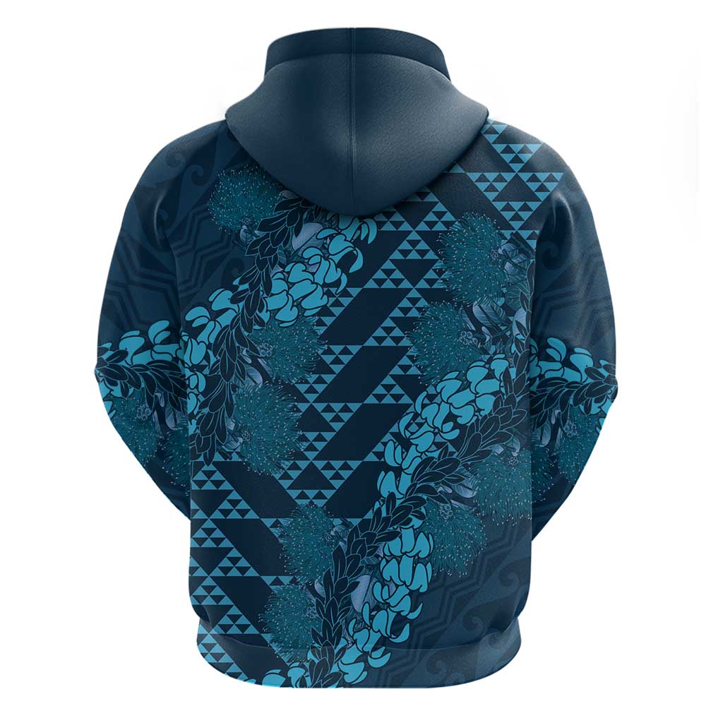 Naval Night Aloha Hawaii Zip Hoodie Hawaiian Kakau Ohia Lehua Lei - Polynesian Pride