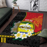 Personalised PNG Morobe Provins Area Rug Papua New Guinea Plumeria Melanesian Pattern - Polynesian Pride