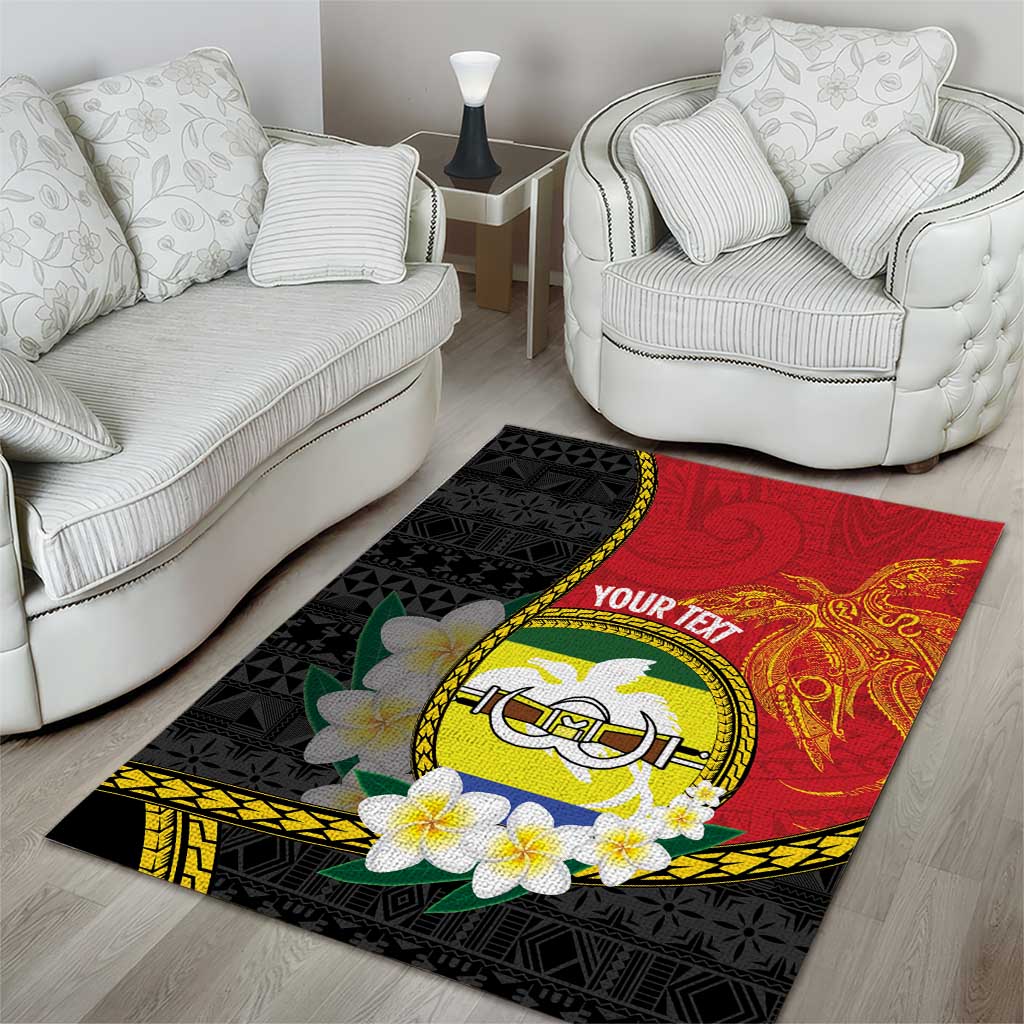 Personalised PNG Morobe Provins Area Rug Papua New Guinea Plumeria Melanesian Pattern - Polynesian Pride