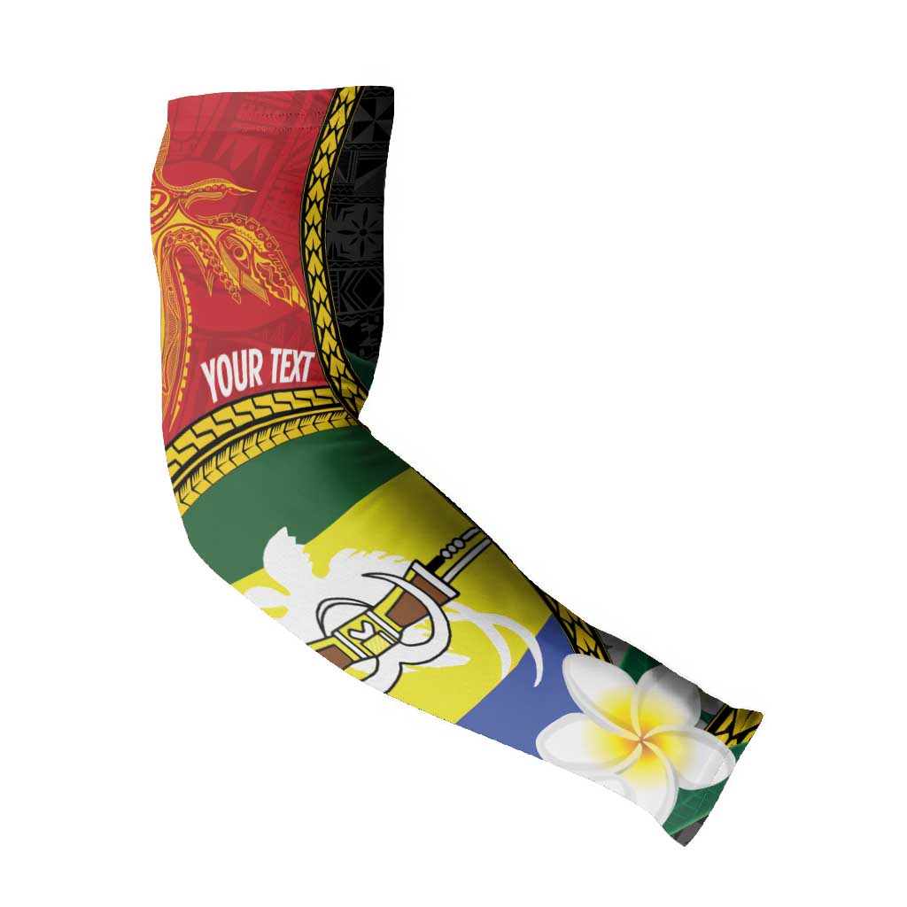 Personalised PNG Morobe Provins Arm Sleeves Papua New Guinea Plumeria Melanesian Pattern LT14 - Polynesian Pride