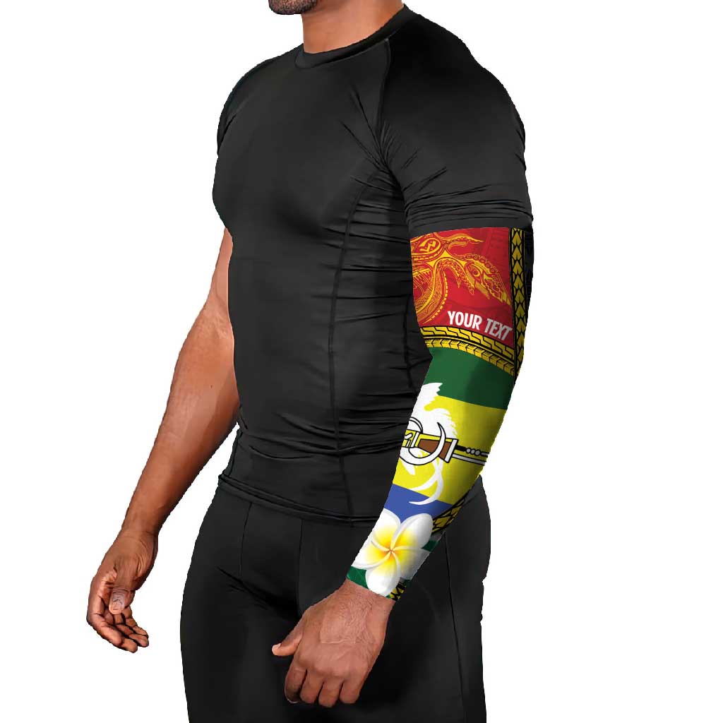Personalised PNG Morobe Provins Arm Sleeves Papua New Guinea Plumeria Melanesian Pattern LT14 - Polynesian Pride