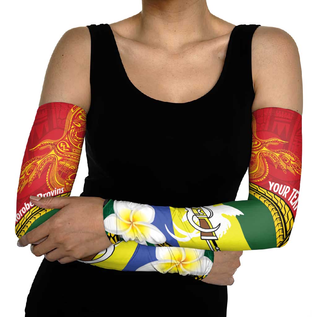 Personalised PNG Morobe Provins Arm Sleeves Papua New Guinea Plumeria Melanesian Pattern LT14 - Polynesian Pride