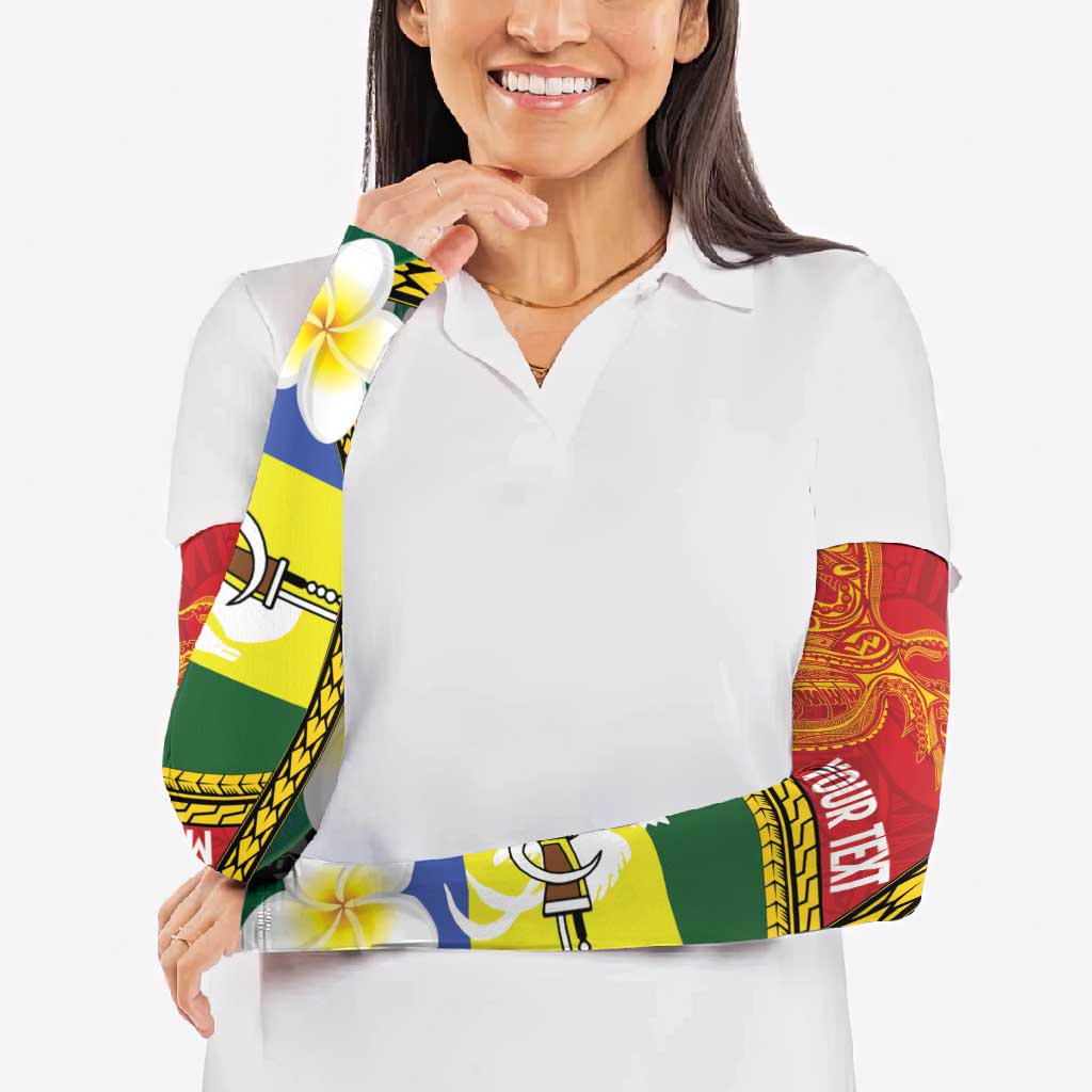 Personalised PNG Morobe Provins Arm Sleeves Papua New Guinea Plumeria Melanesian Pattern LT14 - Polynesian Pride