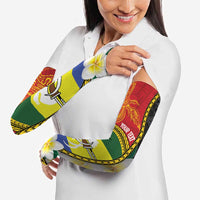 Personalised PNG Morobe Provins Arm Sleeves Papua New Guinea Plumeria Melanesian Pattern LT14 - Polynesian Pride