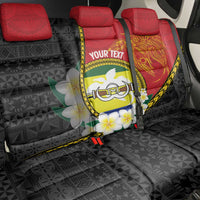 Personalised PNG Morobe Provins Back Car Seat Cover Papua New Guinea Plumeria Melanesian Pattern - Polynesian Pride