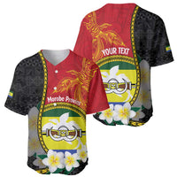 Personalised PNG Morobe Provins Baseball Jersey Papua New Guinea Plumeria Melanesian Pattern - Polynesian Pride