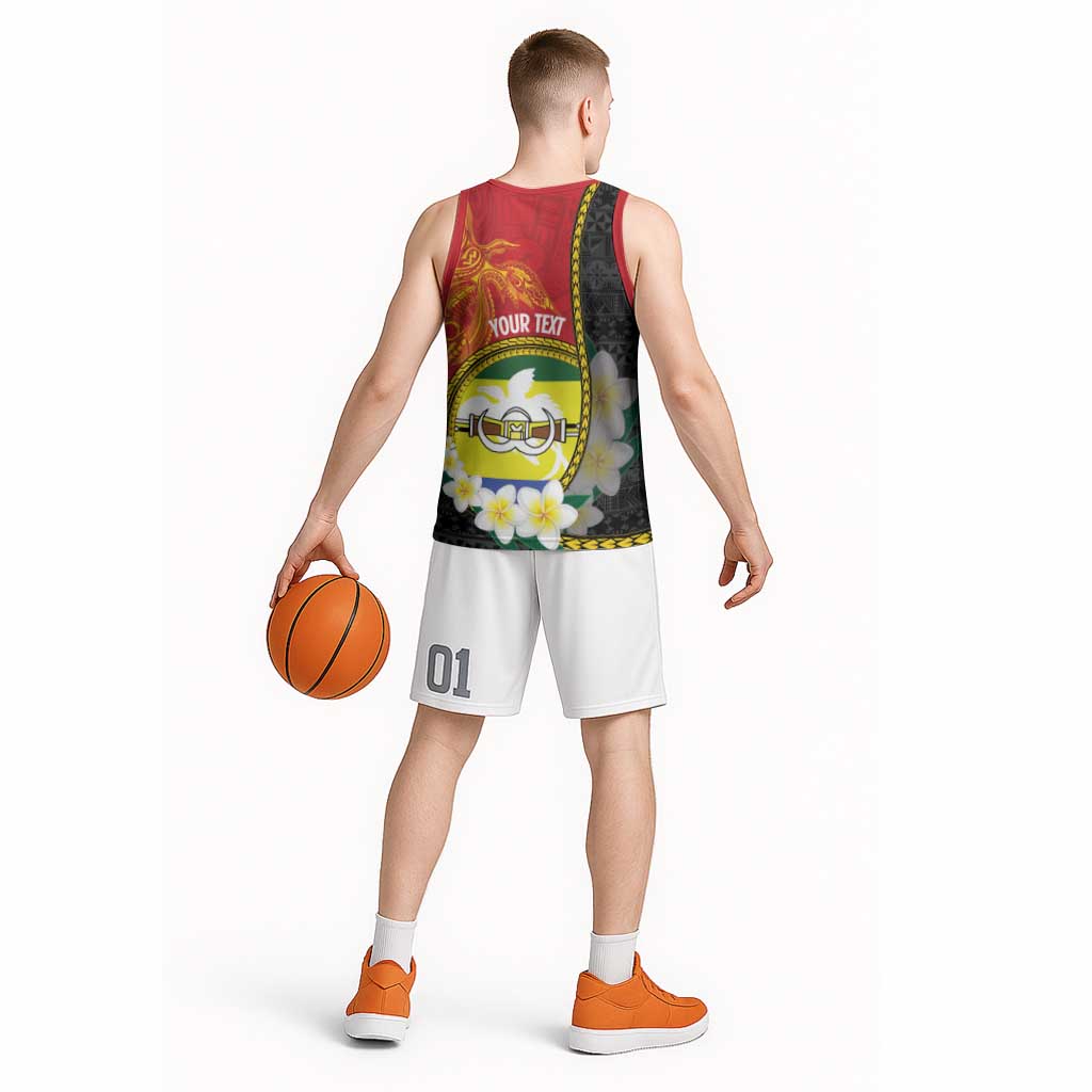 Personalised PNG Morobe Provins Basketball Jersey Papua New Guinea Plumeria Melanesian Pattern LT14 - Polynesian Pride