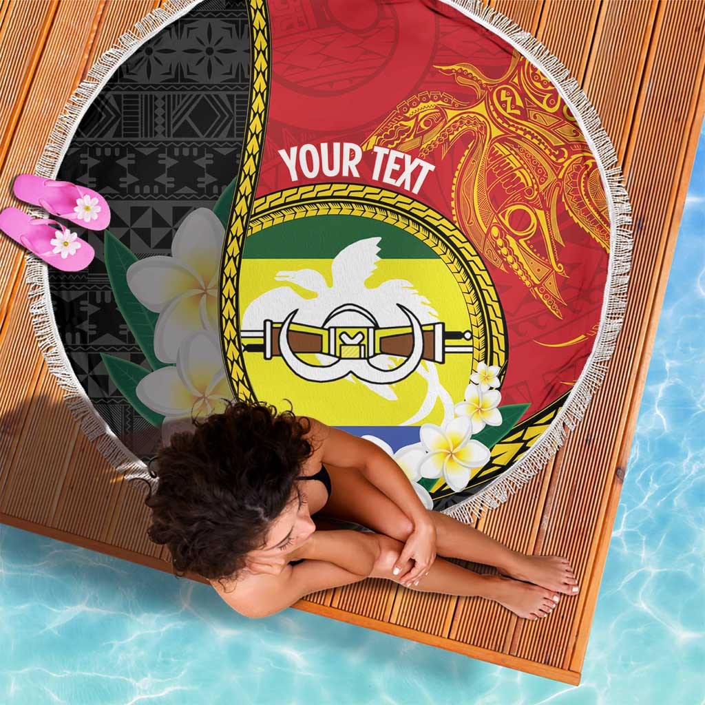 Personalised PNG Morobe Provins Beach Blanket Papua New Guinea Plumeria Melanesian Pattern LT14 - Polynesian Pride