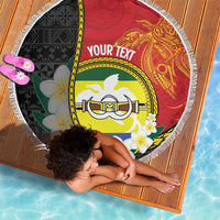 Personalised PNG Morobe Provins Beach Blanket Papua New Guinea Plumeria Melanesian Pattern LT14 - Polynesian Pride