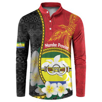 Personalised PNG Morobe Provins Button Sweatshirt Papua New Guinea Plumeria Melanesian Pattern LT14 Red - Polynesian Pride