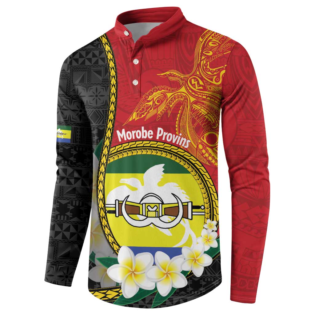 Personalised PNG Morobe Provins Button Sweatshirt Papua New Guinea Plumeria Melanesian Pattern LT14 - Polynesian Pride