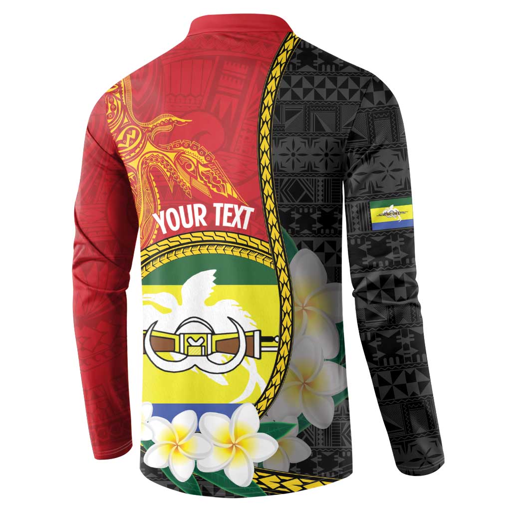 Personalised PNG Morobe Provins Button Sweatshirt Papua New Guinea Plumeria Melanesian Pattern LT14 - Polynesian Pride