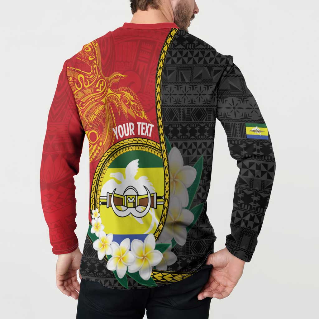 Personalised PNG Morobe Provins Button Sweatshirt Papua New Guinea Plumeria Melanesian Pattern LT14 - Polynesian Pride