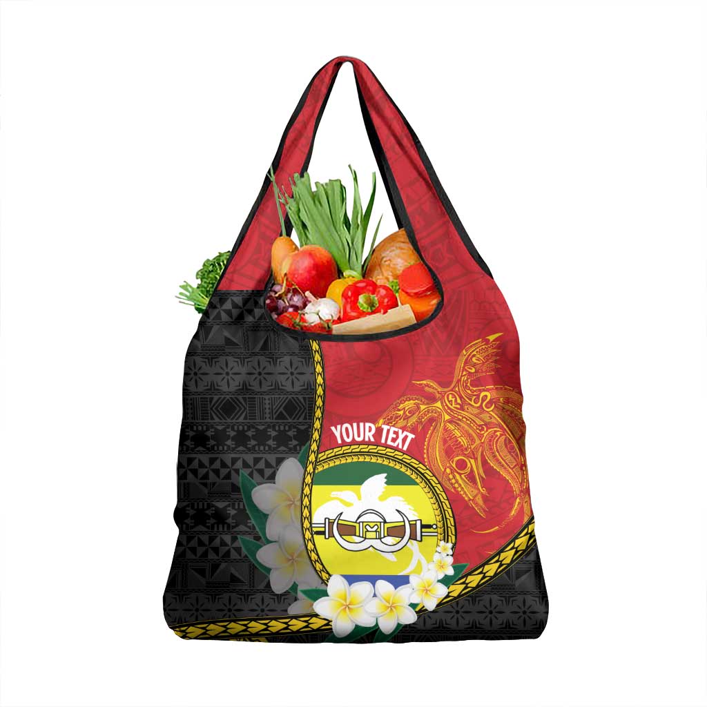 Personalised PNG Morobe Provins Grocery Bag Papua New Guinea Plumeria Melanesian Pattern LT14 1-pack One Size Red - Polynesian Pride