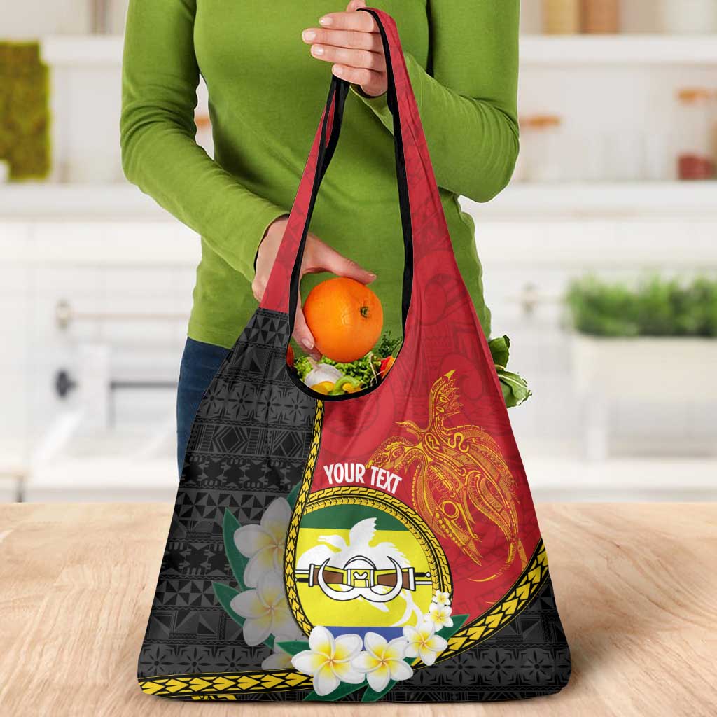 Personalised PNG Morobe Provins Grocery Bag Papua New Guinea Plumeria Melanesian Pattern LT14 - Polynesian Pride