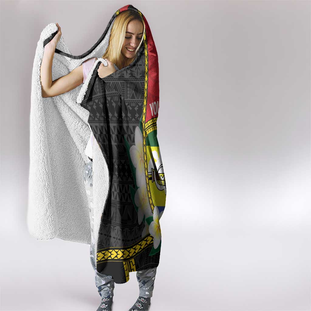 Personalised PNG Morobe Provins Hooded Blanket Papua New Guinea Plumeria Melanesian Pattern - Polynesian Pride