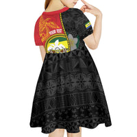 Personalised PNG Morobe Provins Kid Short Sleeve Dress Papua New Guinea Plumeria Melanesian Pattern - Polynesian Pride