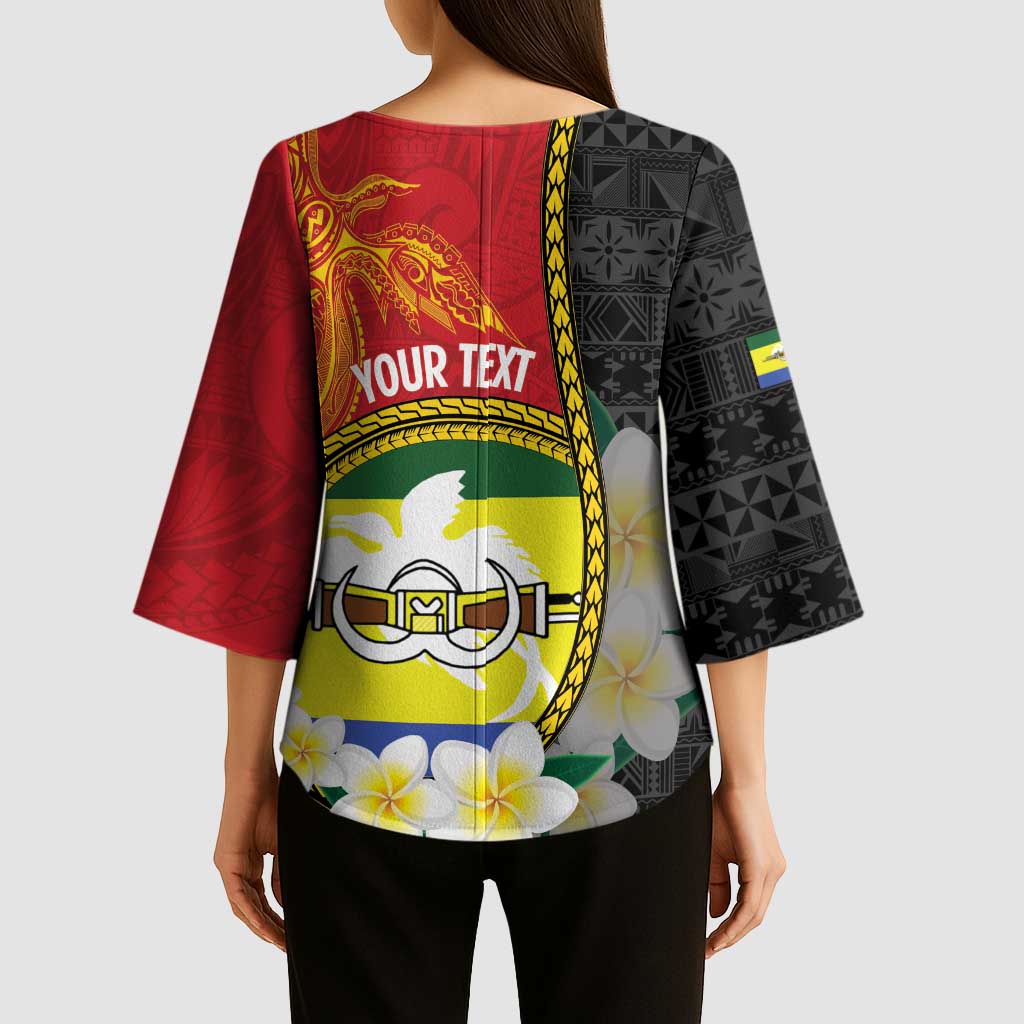 Personalised PNG Morobe Provins Kimono Sleeve Blouse Papua New Guinea Plumeria Melanesian Pattern - Polynesian Pride