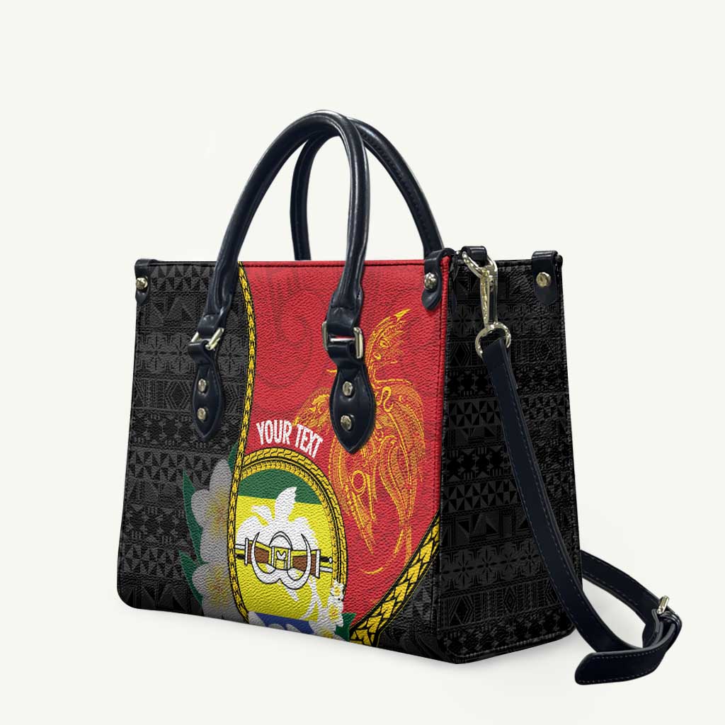 Personalised PNG Morobe Provins Leather Bag Papua New Guinea Plumeria Melanesian Pattern - Polynesian Pride