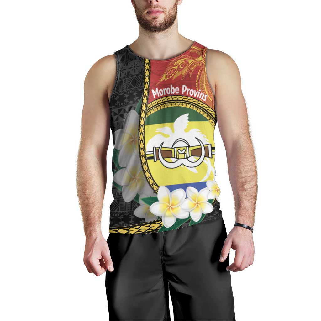 Personalised PNG Morobe Provins Men Tank Top Papua New Guinea Plumeria Melanesian Pattern LT14 - Polynesian Pride