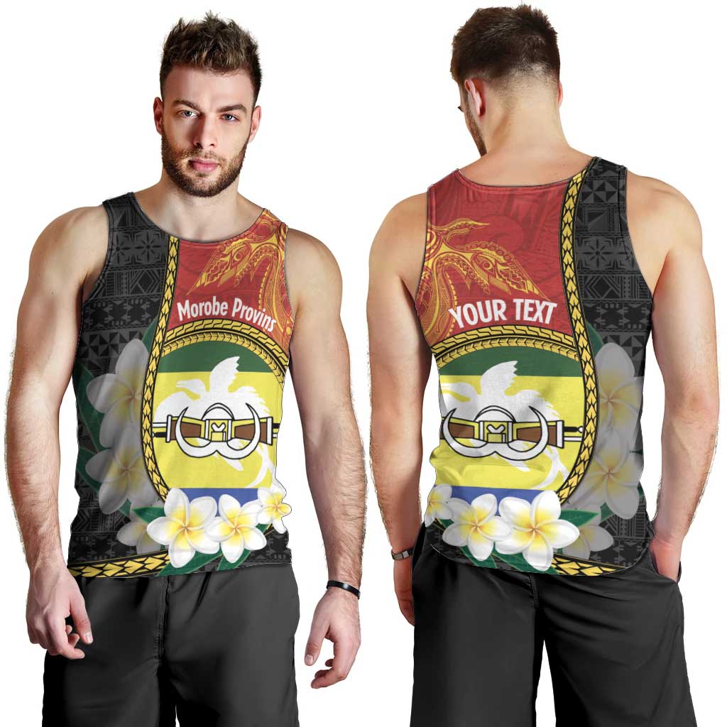 Personalised PNG Morobe Provins Men Tank Top Papua New Guinea Plumeria Melanesian Pattern LT14 - Polynesian Pride