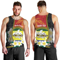 Personalised PNG Morobe Provins Men Tank Top Papua New Guinea Plumeria Melanesian Pattern LT14 - Polynesian Pride