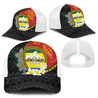 PNG Morobe Provins Mesh Trucker Cap Papua New Guinea Plumeria Melanesian Pattern - Polynesian Pride