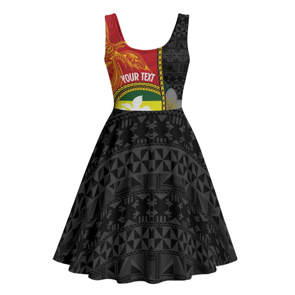 Personalised PNG Morobe Provins Midi Dress Papua New Guinea Plumeria Melanesian Pattern - Polynesian Pride