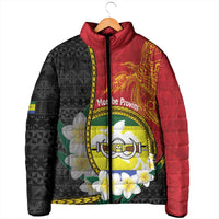 Personalised PNG Morobe Provins Padded Jacket Papua New Guinea Plumeria Melanesian Pattern LT14 - Polynesian Pride