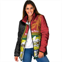 Personalised PNG Morobe Provins Padded Jacket Papua New Guinea Plumeria Melanesian Pattern LT14 - Polynesian Pride
