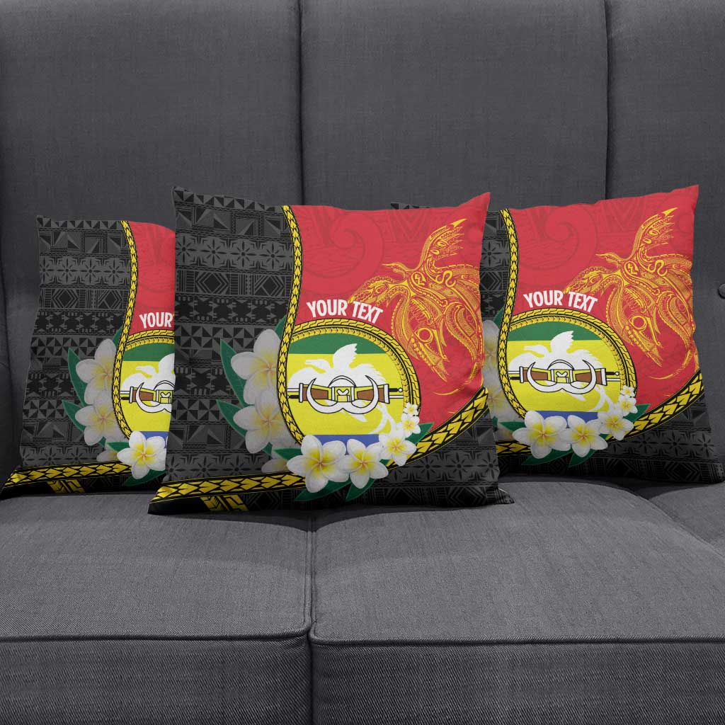 Personalised PNG Morobe Provins Pillow Cover Papua New Guinea Plumeria Melanesian Pattern - Polynesian Pride