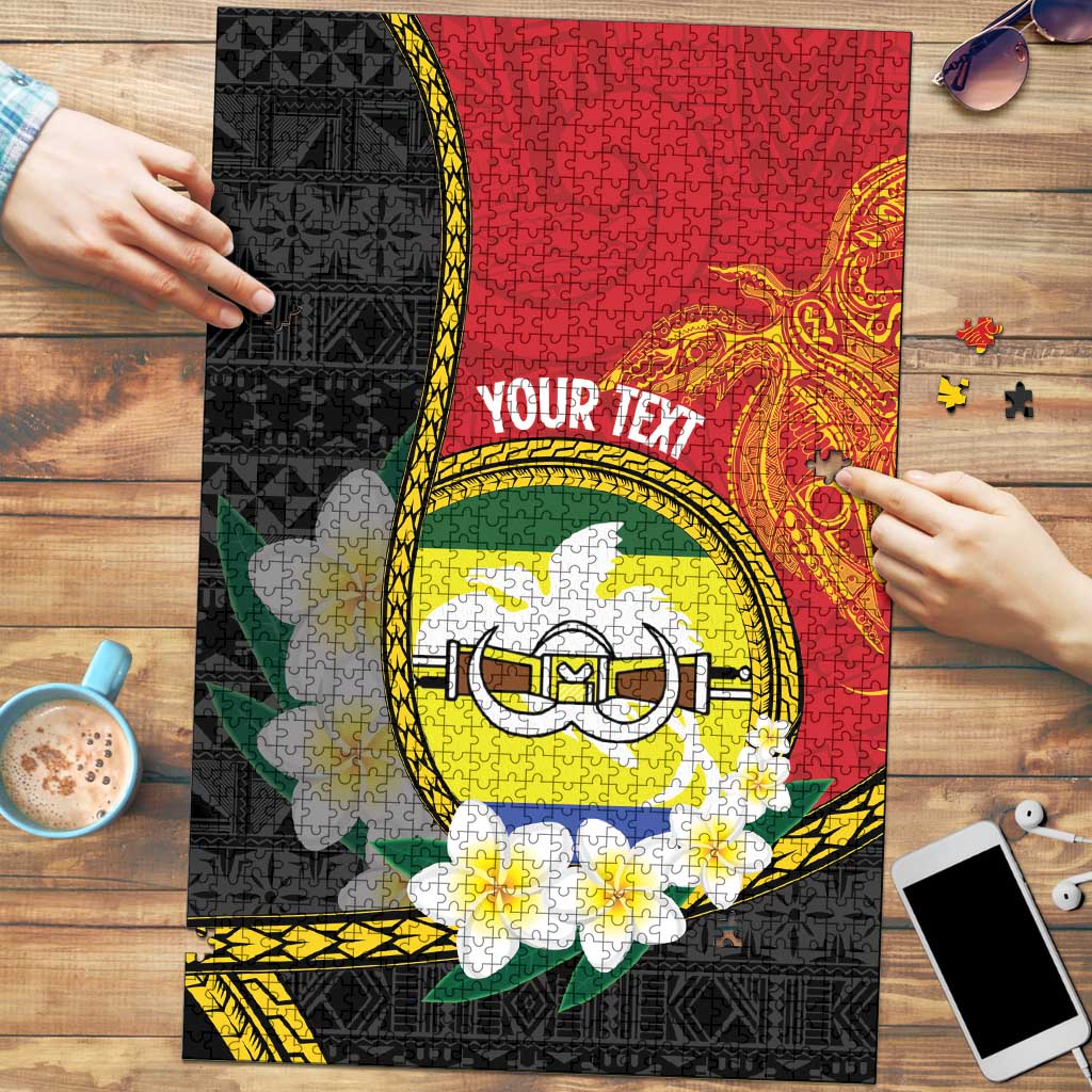 Personalised PNG Morobe Provins Puzzle Papua New Guinea Plumeria Melanesian Pattern - Polynesian Pride