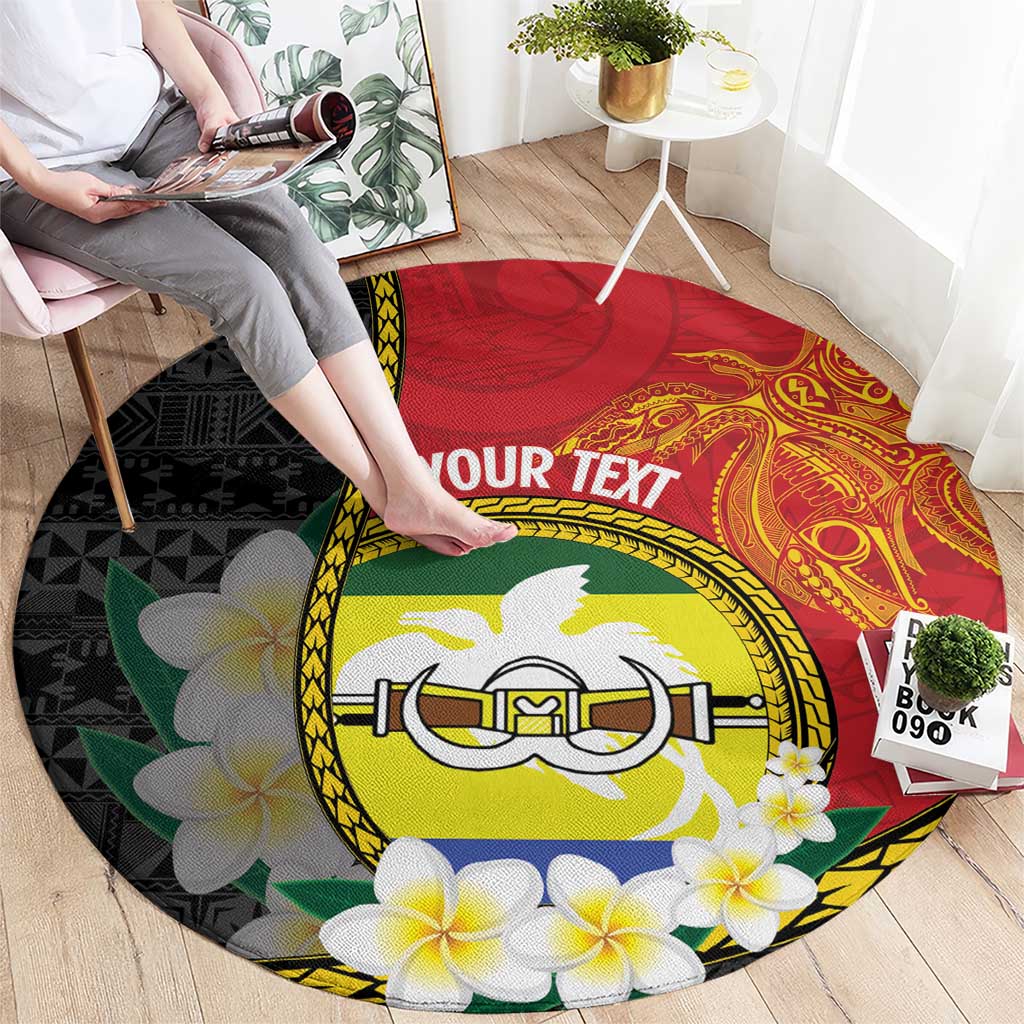Personalised PNG Morobe Provins Round Carpet Papua New Guinea Plumeria Melanesian Pattern - Polynesian Pride