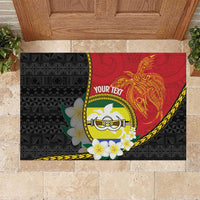 Personalised PNG Morobe Provins Rubber Doormat Papua New Guinea Plumeria Melanesian Pattern LT14 Red - Polynesian Pride