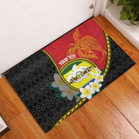 Personalised PNG Morobe Provins Rubber Doormat Papua New Guinea Plumeria Melanesian Pattern LT14 - Polynesian Pride