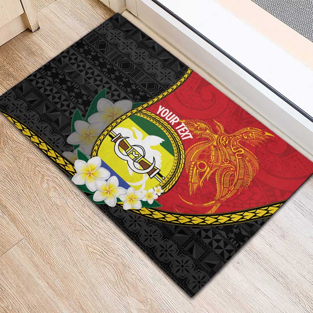 Personalised PNG Morobe Provins Rubber Doormat Papua New Guinea Plumeria Melanesian Pattern LT14 - Polynesian Pride