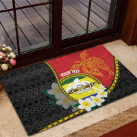 Personalised PNG Morobe Provins Rubber Doormat Papua New Guinea Plumeria Melanesian Pattern LT14 - Polynesian Pride