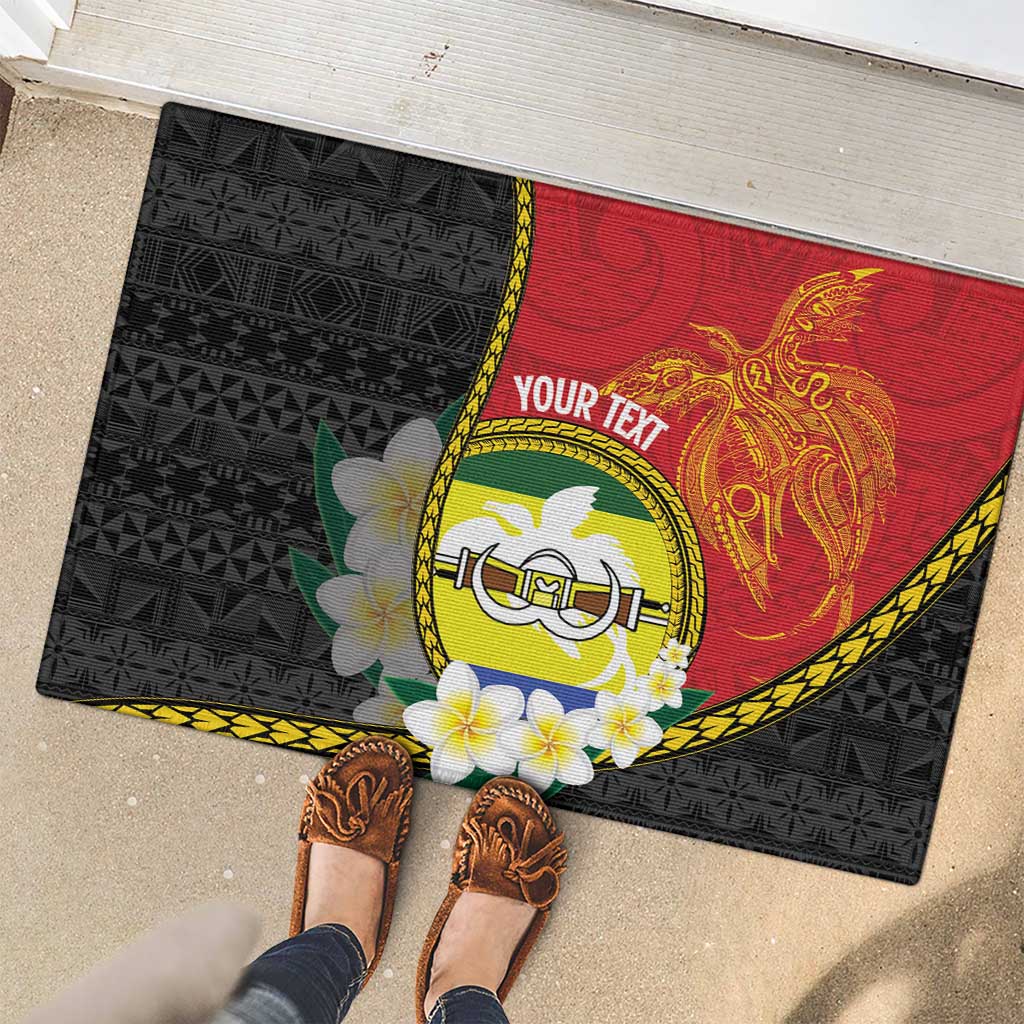 Personalised PNG Morobe Provins Rubber Doormat Papua New Guinea Plumeria Melanesian Pattern LT14 - Polynesian Pride