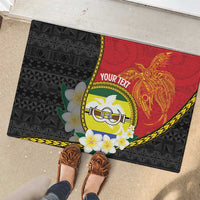 Personalised PNG Morobe Provins Rubber Doormat Papua New Guinea Plumeria Melanesian Pattern LT14 - Polynesian Pride