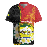 Personalised PNG Morobe Provins Rugby Jersey Papua New Guinea Plumeria Melanesian Pattern LT14 Red - Polynesian Pride