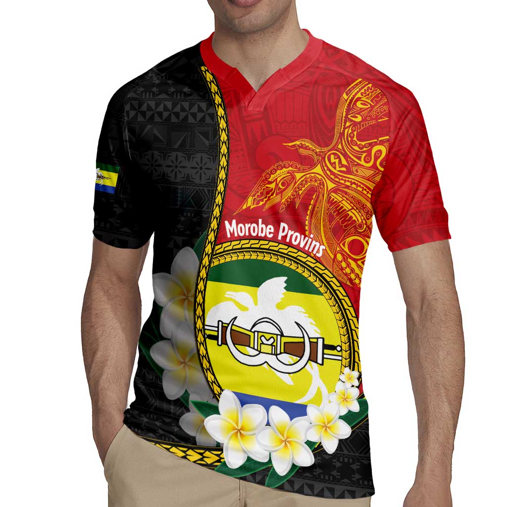 Personalised PNG Morobe Provins Rugby Jersey Papua New Guinea Plumeria Melanesian Pattern LT14 - Polynesian Pride