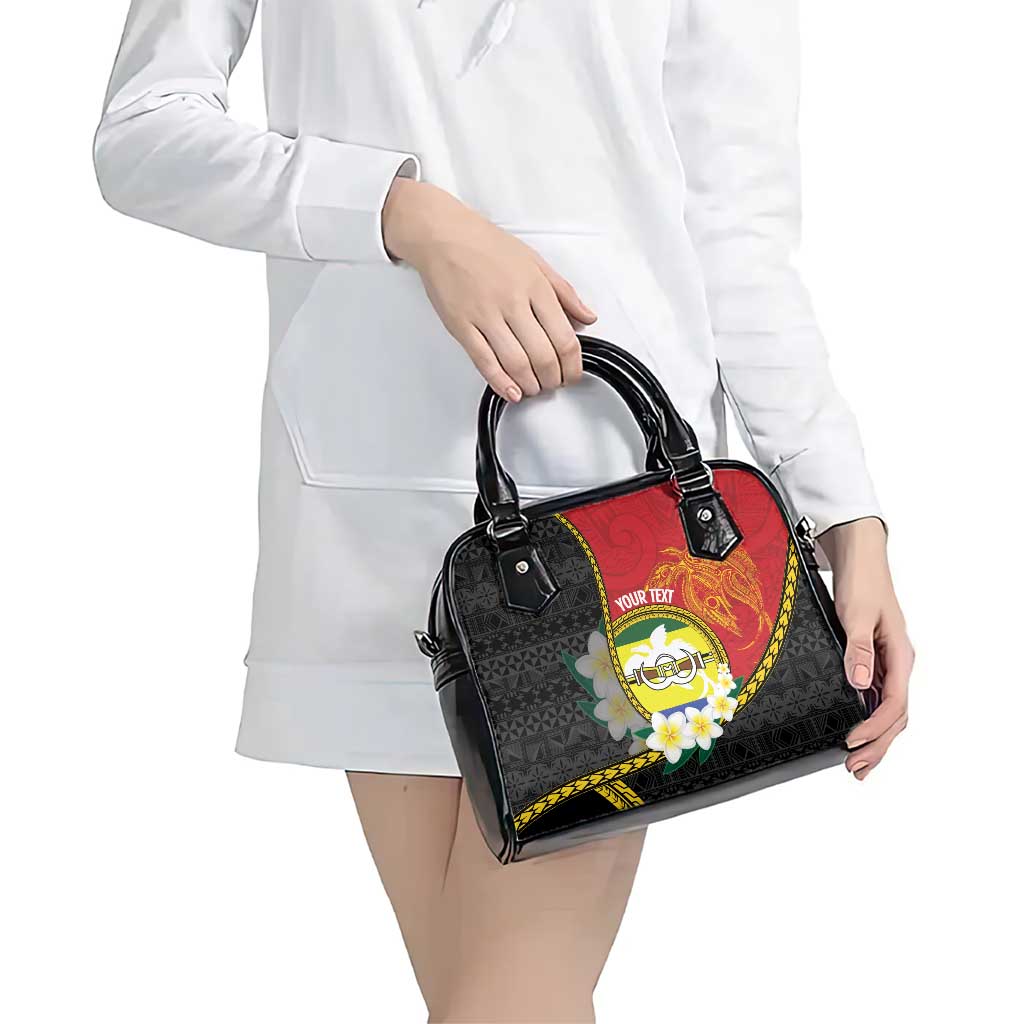 Personalised PNG Morobe Provins Shoulder Handbag Papua New Guinea Plumeria Melanesian Pattern - Polynesian Pride