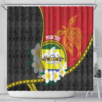 Personalised PNG Morobe Provins Shower Curtain Papua New Guinea Plumeria Melanesian Pattern - Polynesian Pride