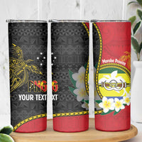Personalised PNG Morobe Provins Skinny Tumbler Papua New Guinea Plumeria Melanesian Pattern - Polynesian Pride