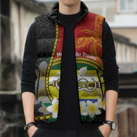 Personalised PNG Morobe Provins Sleeveless Puffer Jacket Papua New Guinea Plumeria Melanesian Pattern LT14 - Polynesian Pride