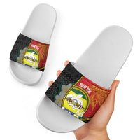 Personalised PNG Morobe Provins Slide Sandals Papua New Guinea Plumeria Melanesian Pattern - Polynesian Pride