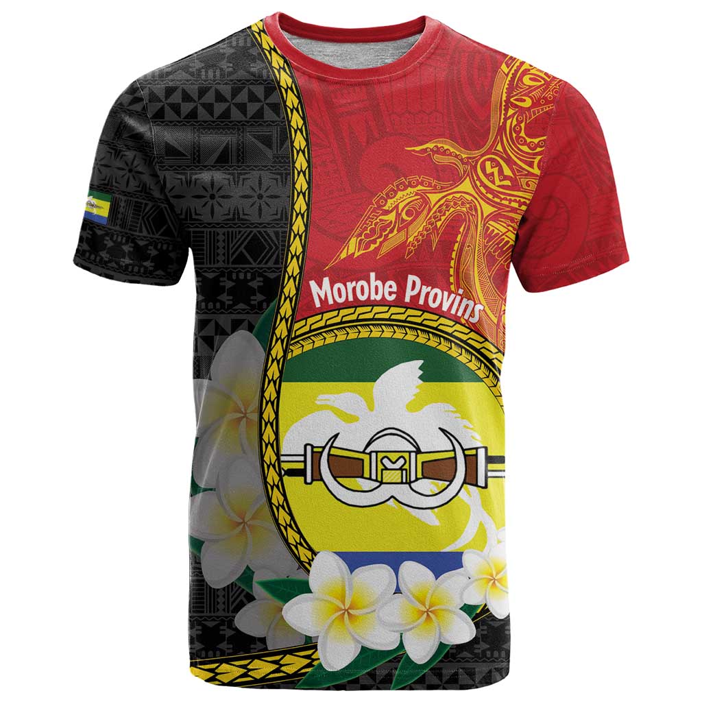 Personalised PNG Morobe Provins T Shirt Papua New Guinea Plumeria Melanesian Pattern - Polynesian Pride