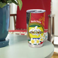 Personalised PNG Morobe Provins Tumbler Cup Papua New Guinea Plumeria Melanesian Pattern - Polynesian Pride