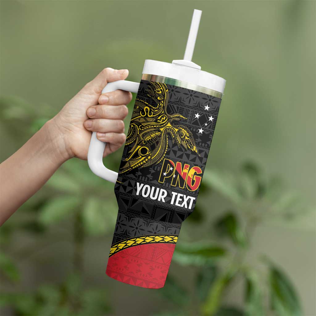 Personalised PNG Morobe Provins Tumbler With Handle Papua New Guinea Plumeria Melanesian Pattern - Polynesian Pride