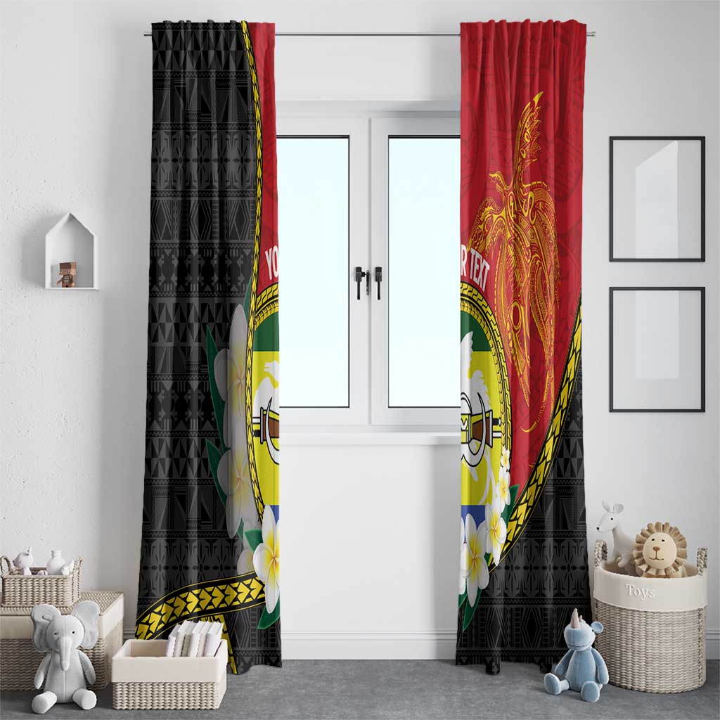 Personalised PNG Morobe Provins Window Curtain Papua New Guinea Plumeria Melanesian Pattern - Polynesian Pride